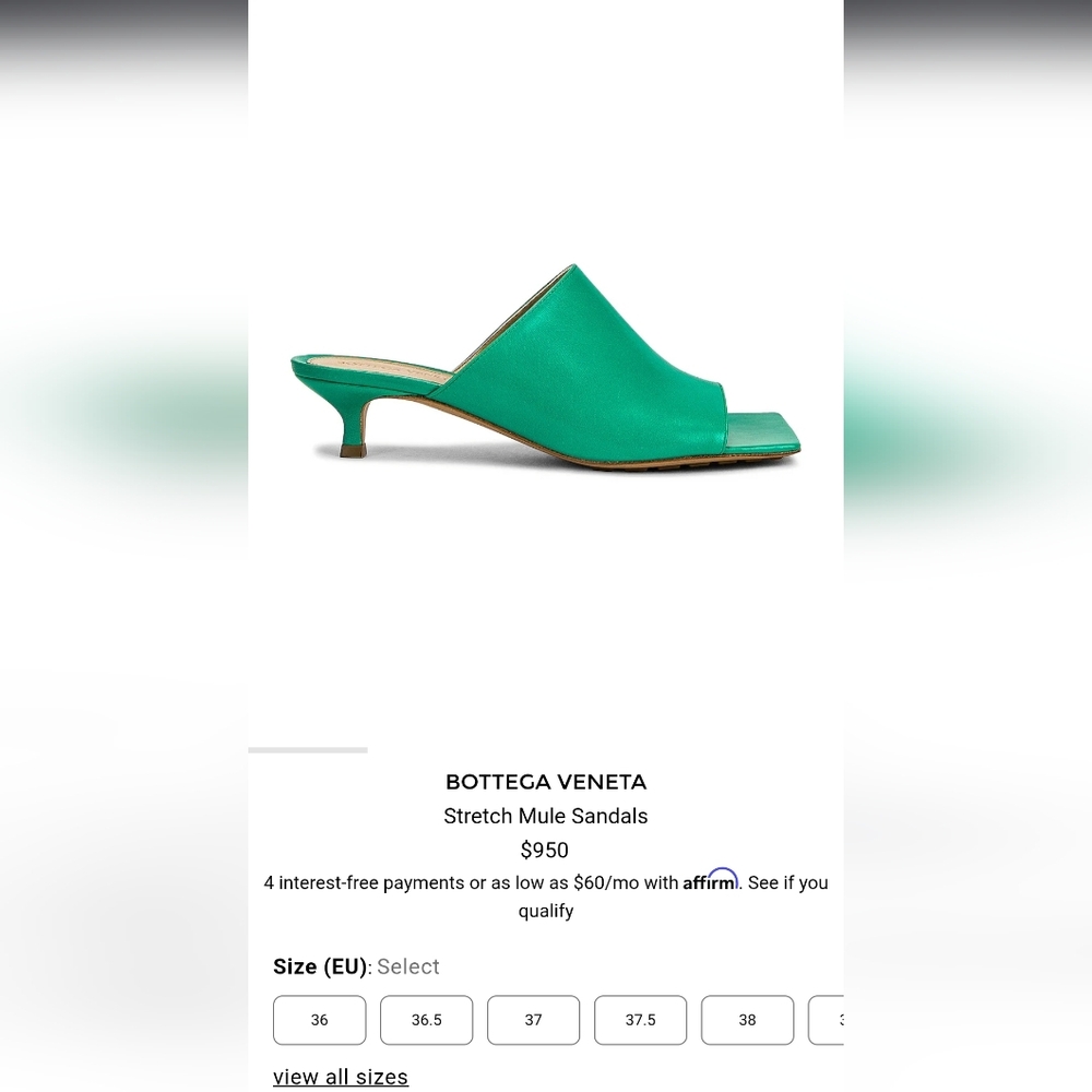 Bottega Veneta Green Stretch Mule Sandals